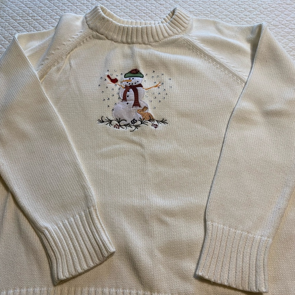 Women’s Sweater size Medium with snowman appliqué